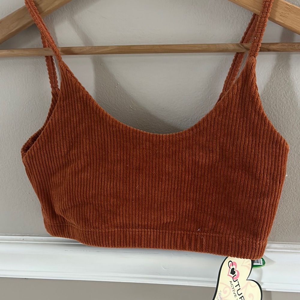 NWT Couture Active Wear corduroy Ribbed Crop Top size S/M